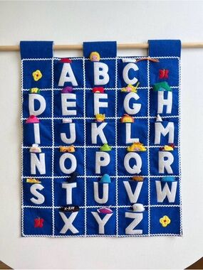 Vintage Pockets of Learning ABC Alphabet Wall Hanging